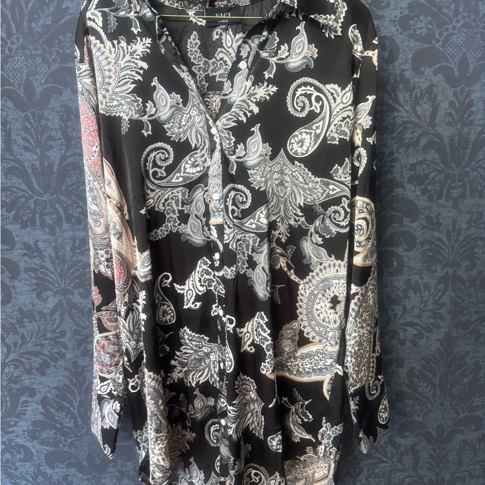 Paisley Print Long Sleeve Women's Top or dress